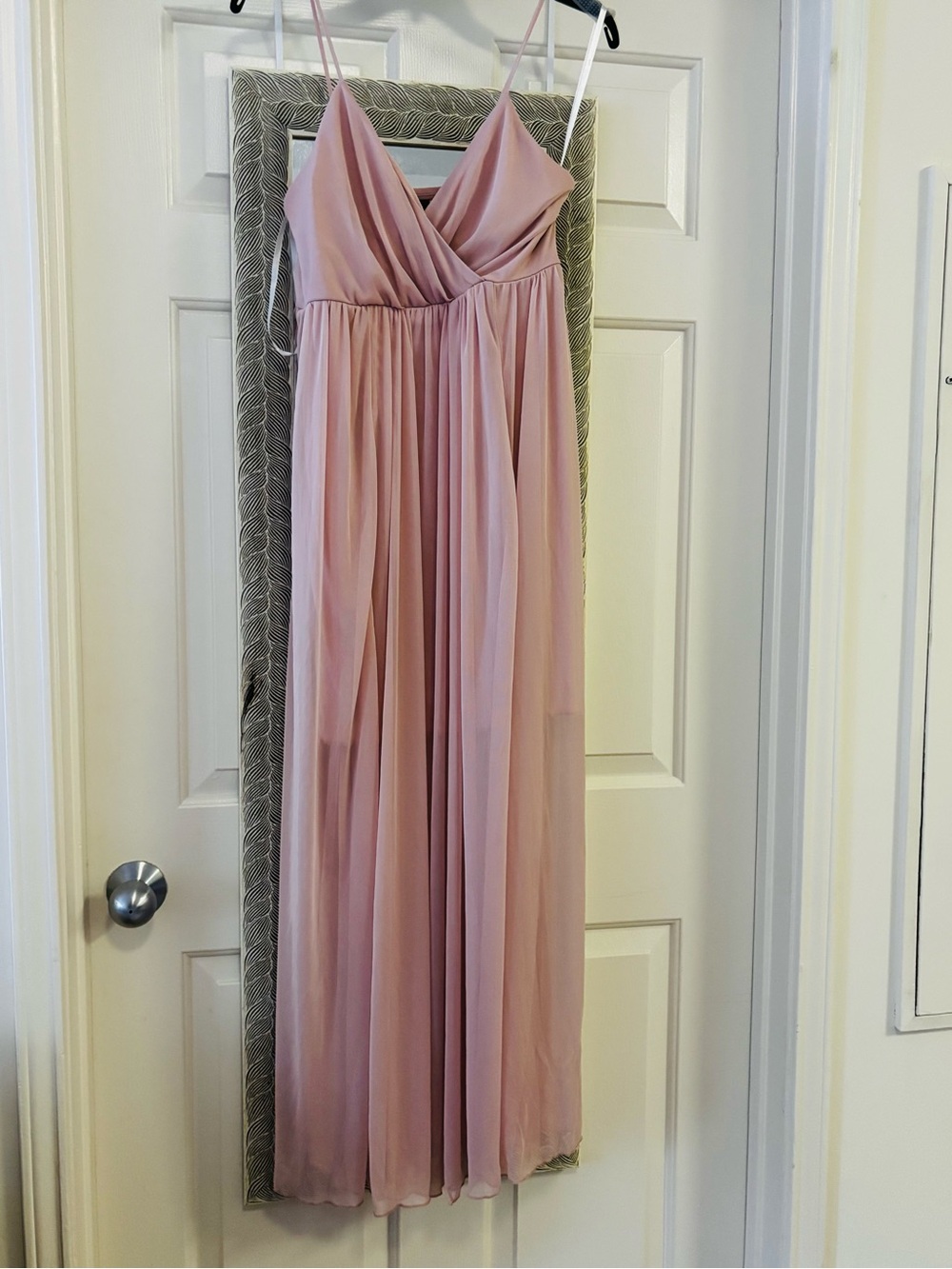 Sweet Storm Blush Pink Draped V-Neck Maxi Slip Dress